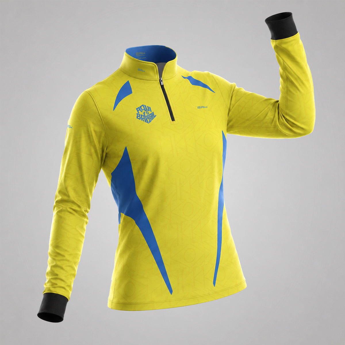 Camisa Brk Feminina Aqui é o Brasil Bandeira Geométrica Amarela com Proteção UV50