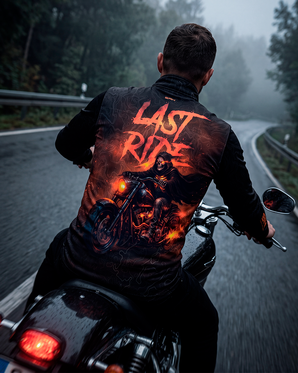 Camisa Halloween Last Ride Black and Orange com Proteção UV50+