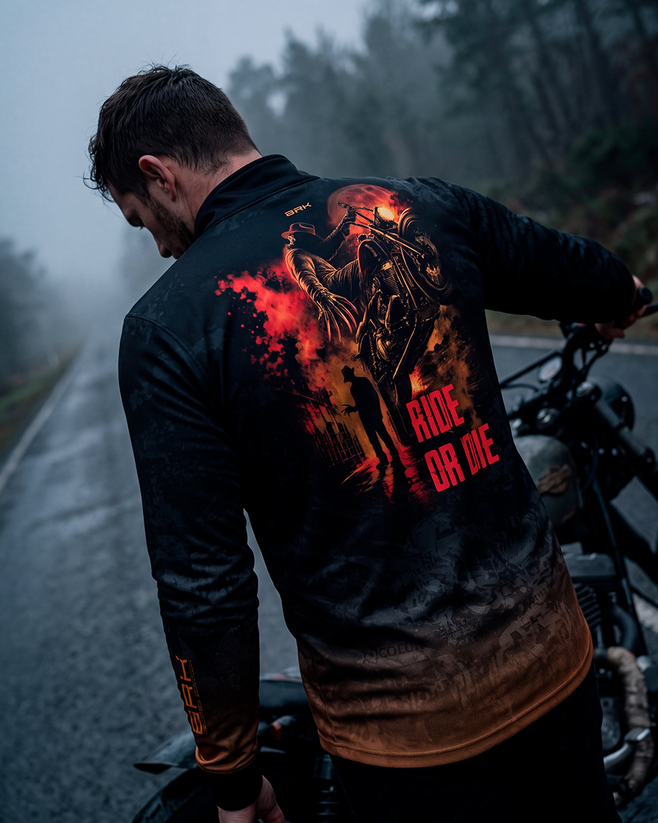 Camisa Halloween Ride Or Die Black and Orange com Proteção UV50+