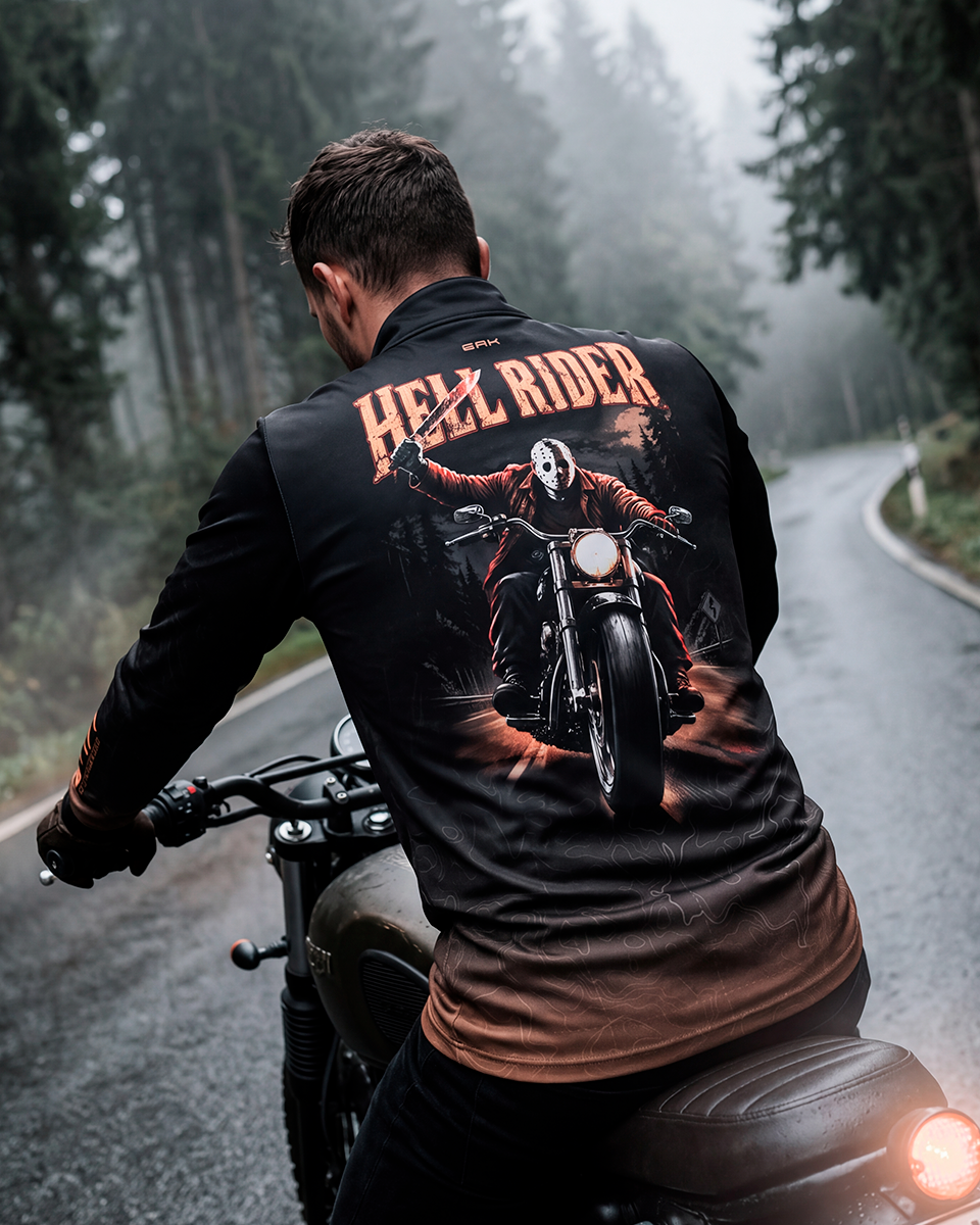 Camisa Halloween Hell Rider Black and Orange com Proteção UV50+