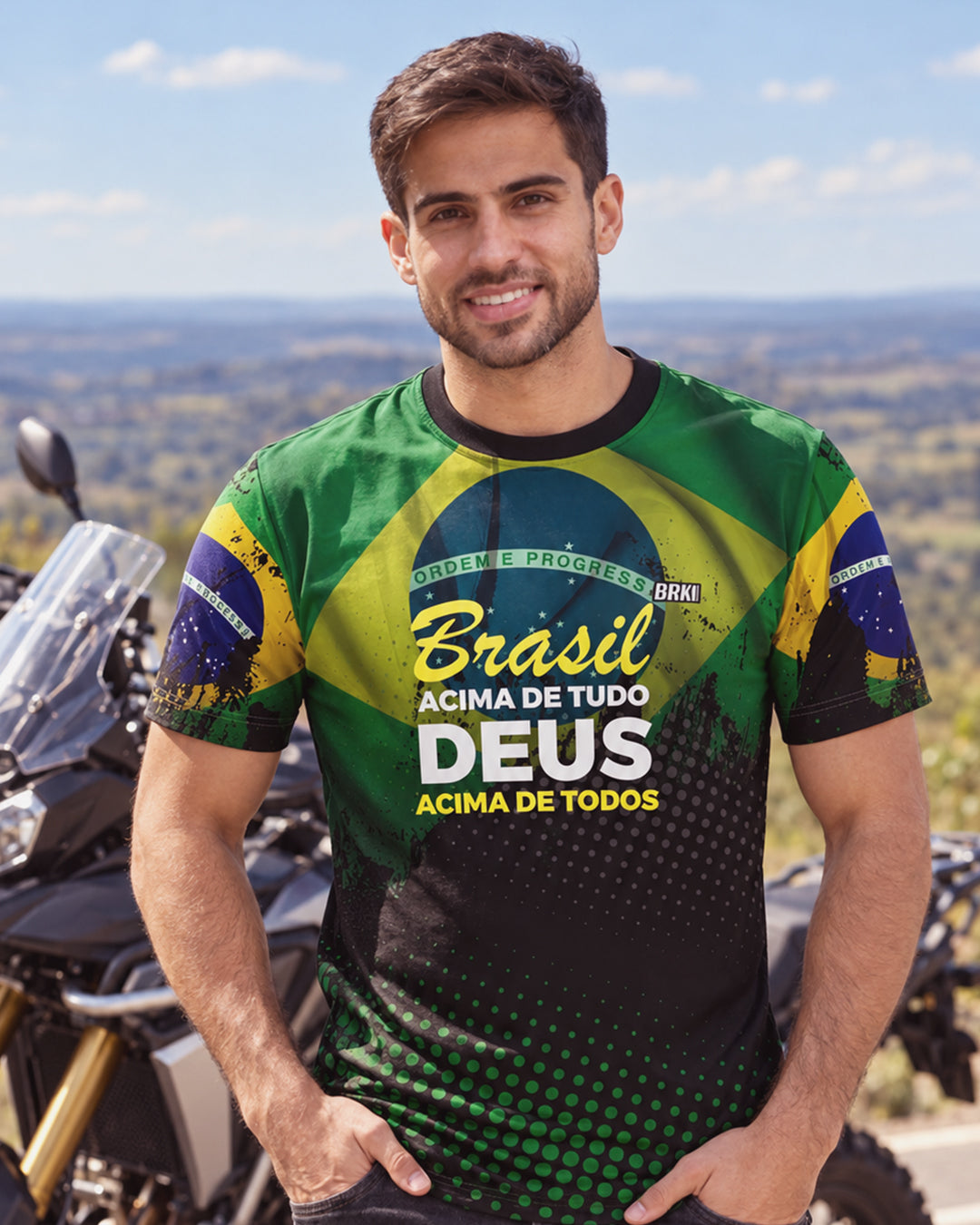 Camiseta Brasil Acima de Tudo com UV50+