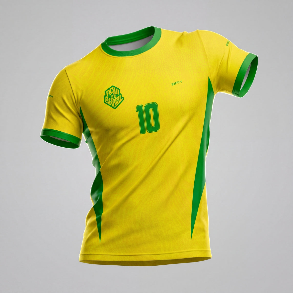 Camisa Casual Brk Aqui é o Brasil Clássica 10 Amarela com Proteção UV50