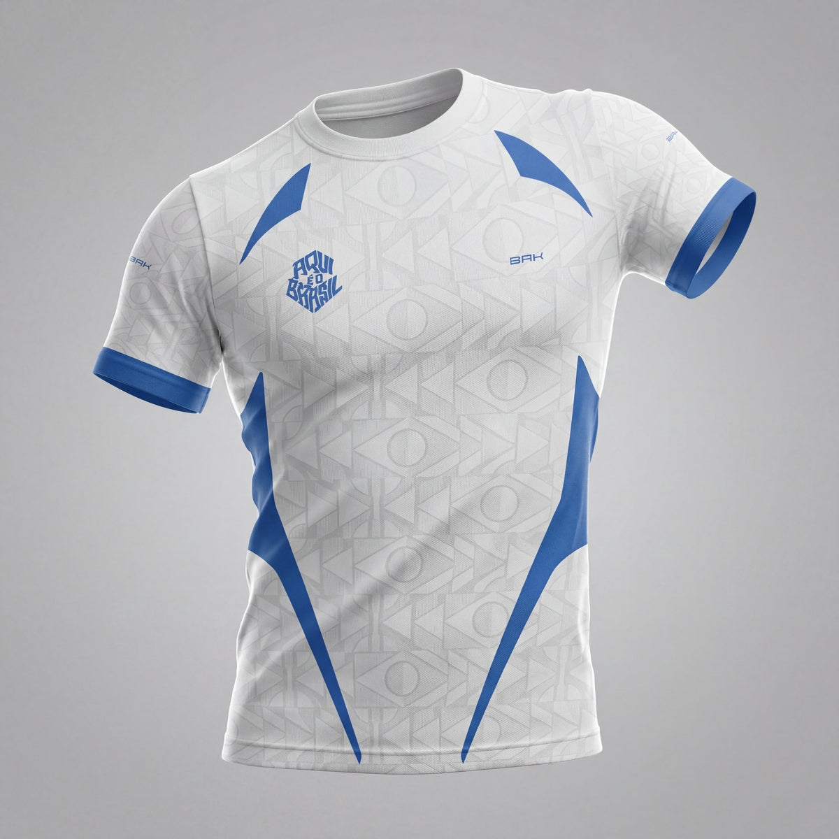 Camisa Casual Brk Aqui é o Brasil Bandeira Geométrica Branca com Proteção UV50