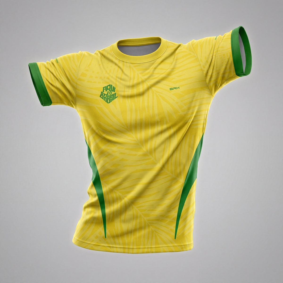 Camisa Brk Aqui é o Brasil Tropical Amarela com Proteção UV50