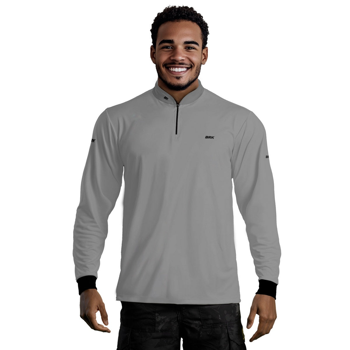 Camisa de Motociclismo Brk Básica Cinza Claro com Proteção Solar UV50+