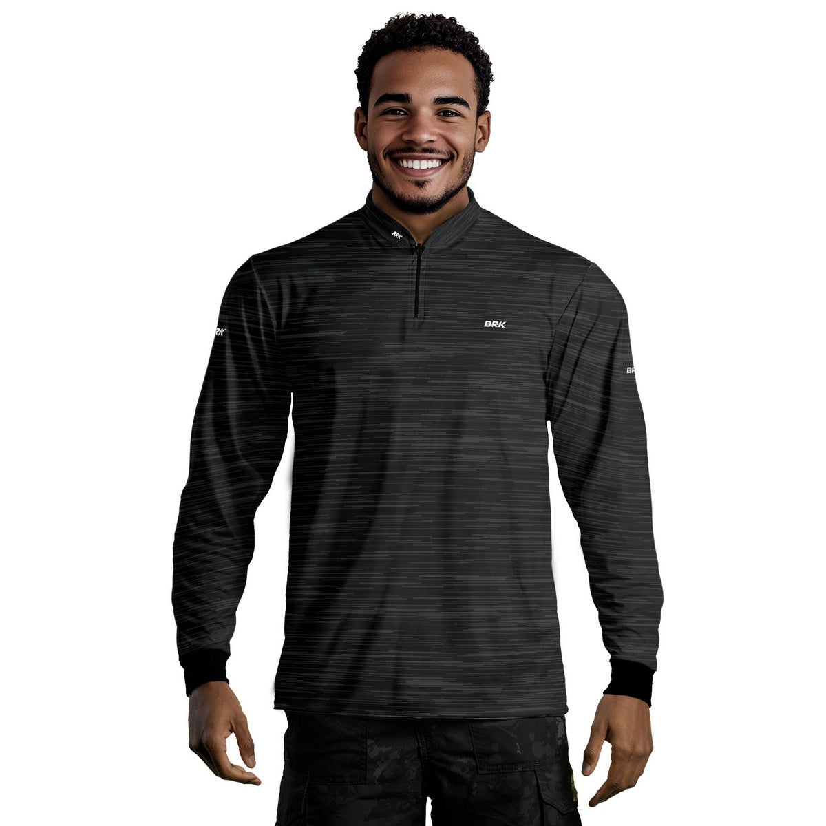 Camisa de Motociclismo Brk Mescla Cinza Escuro com Proteção Solar UV50+