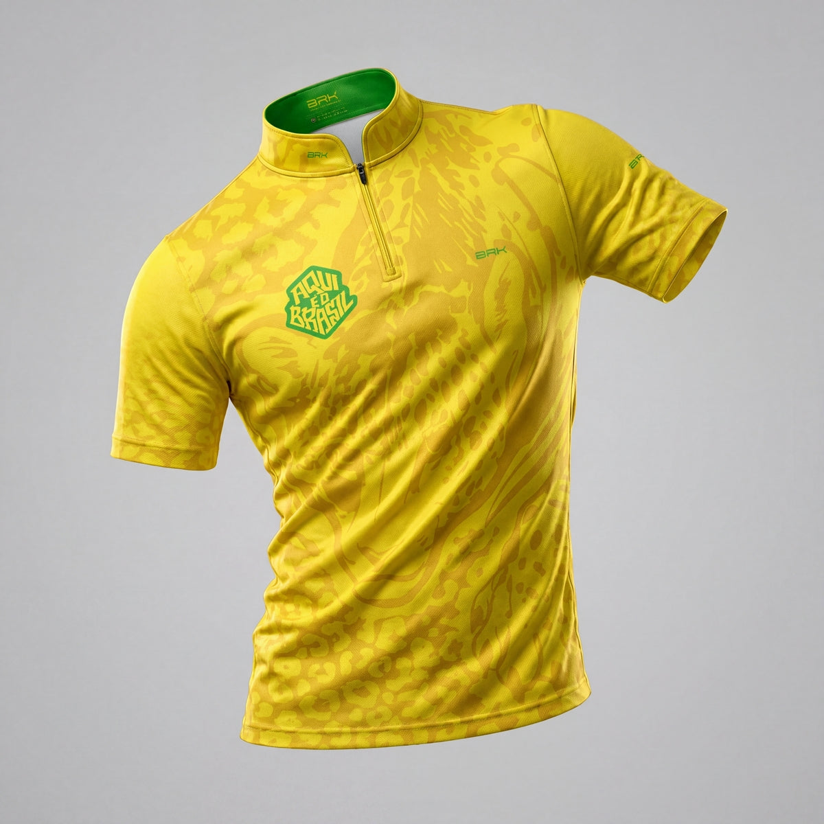 Camiseta Brk Aqui é o Brasil Onça Pintada Amarela com Proteção UV50