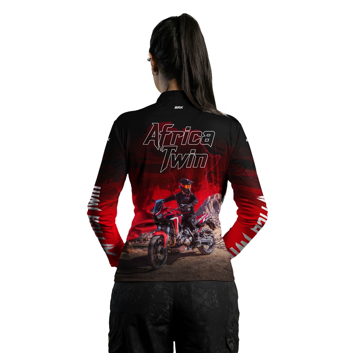 Camisa de Motociclismo Feminina Brk Africa Twin Vermelha com Proteção UV50+