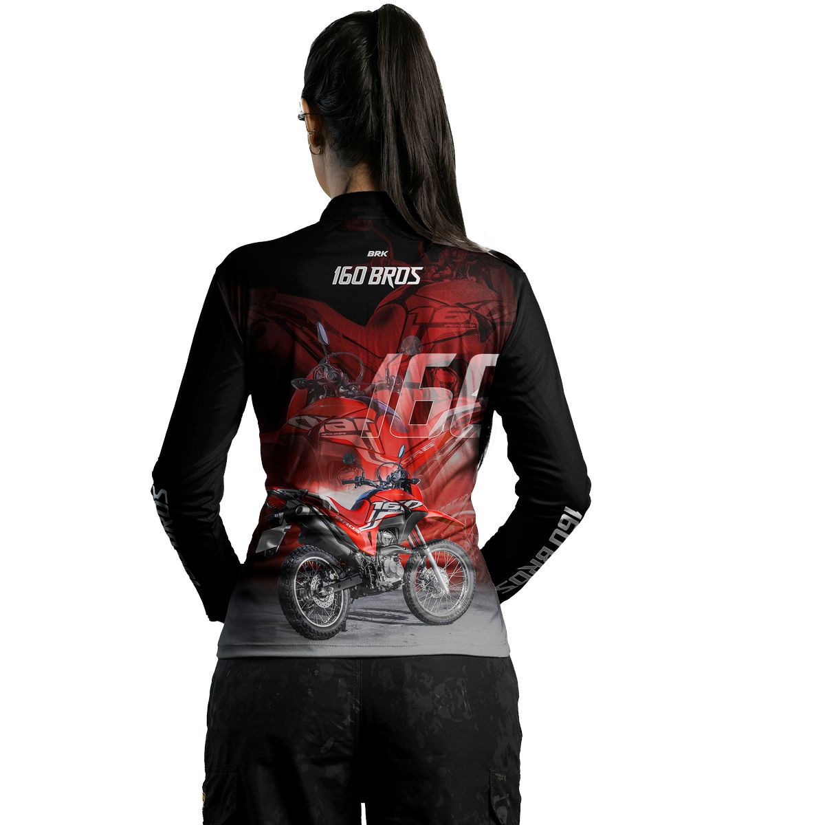Camisa de Motociclismo Feminina Brk NRX 160 BROS Vermelha com Proteção UV50+