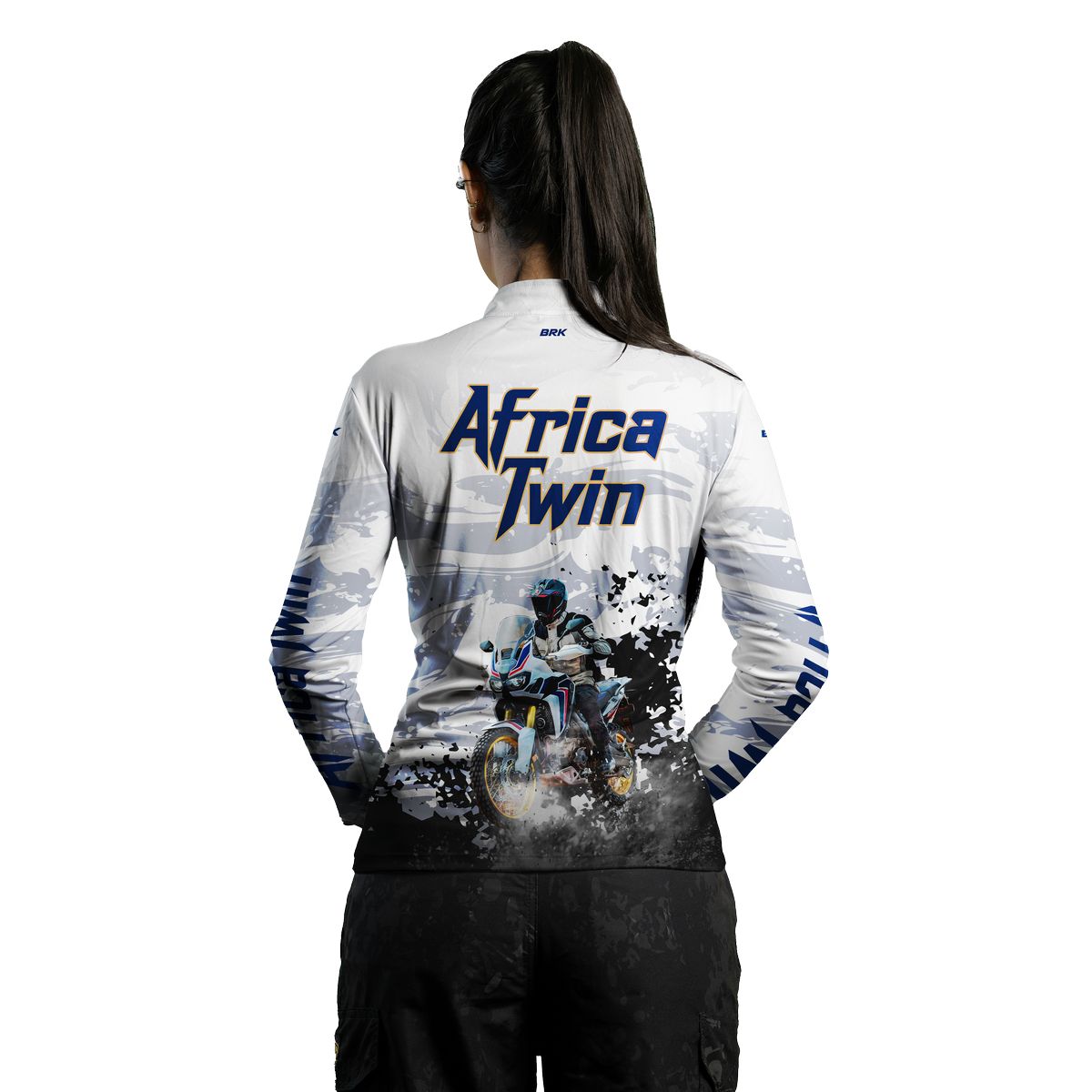Camisa de Motociclismo Feminina Brk Africa Twin Branca com Proteção Solar UV50+