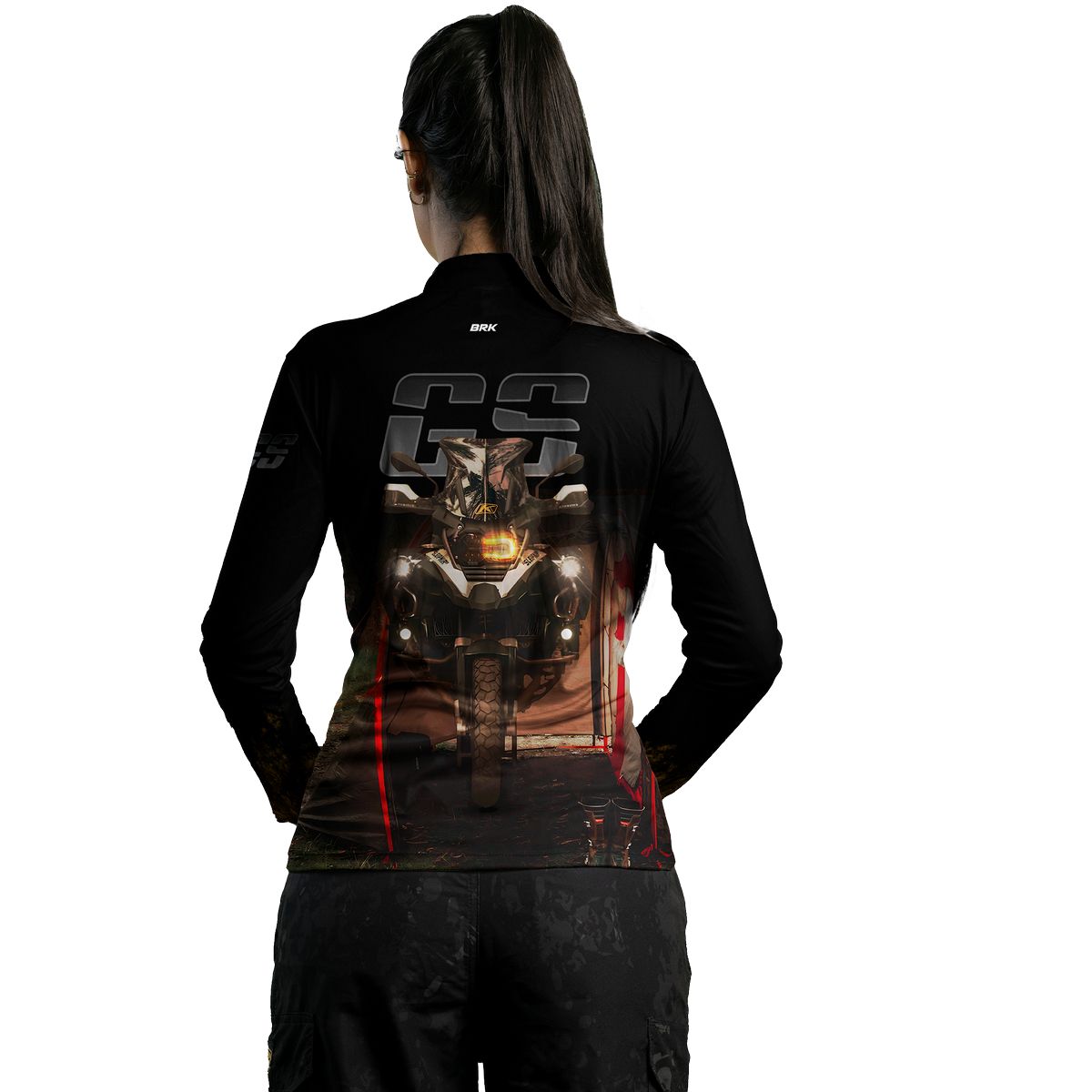 Camisa de Motociclismo Feminina Brk Preta Big Trail GS com Proteção Solar UV50+