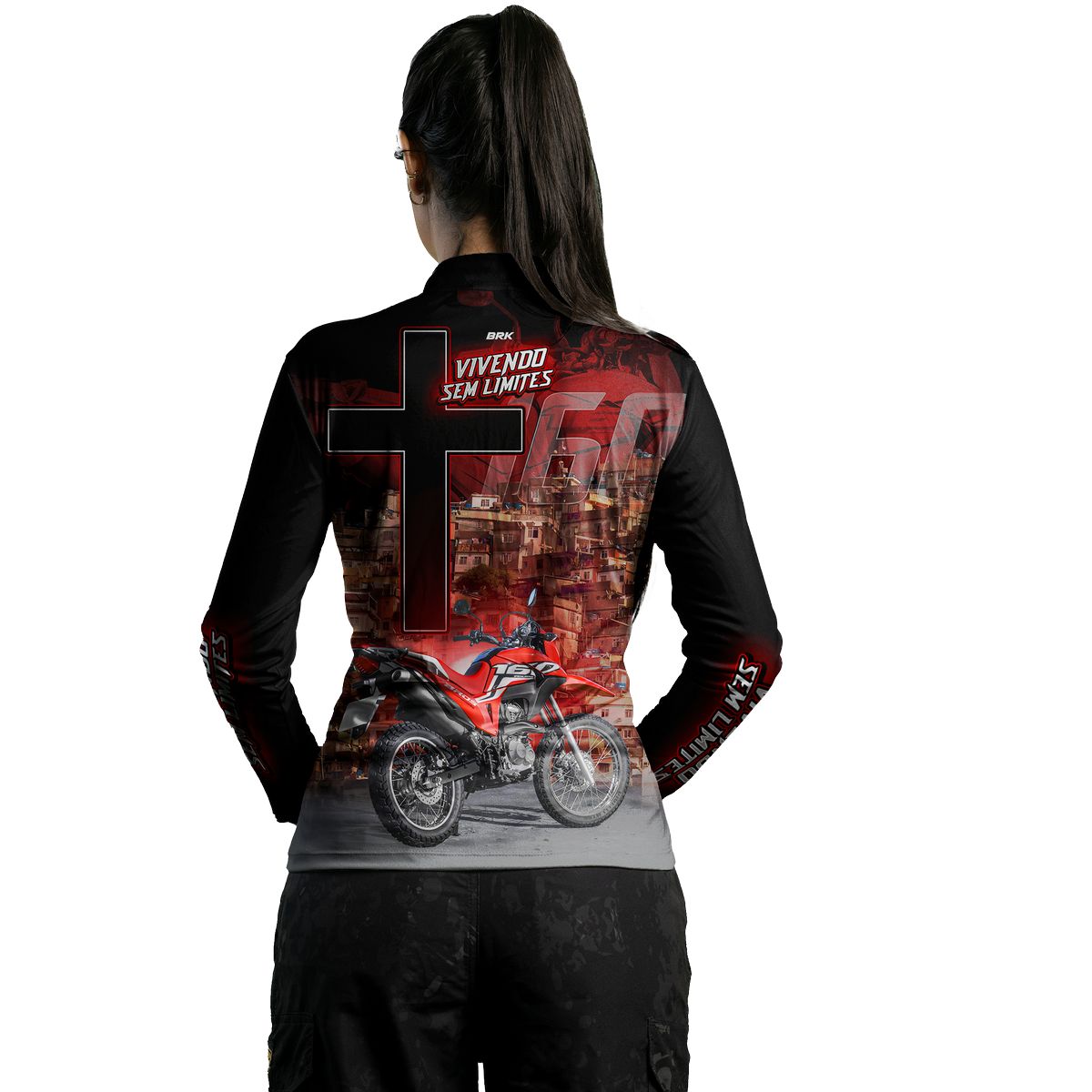 Camisa de Motociclismo Feminina Brk NRX 160 BROS com Proteção UV50+