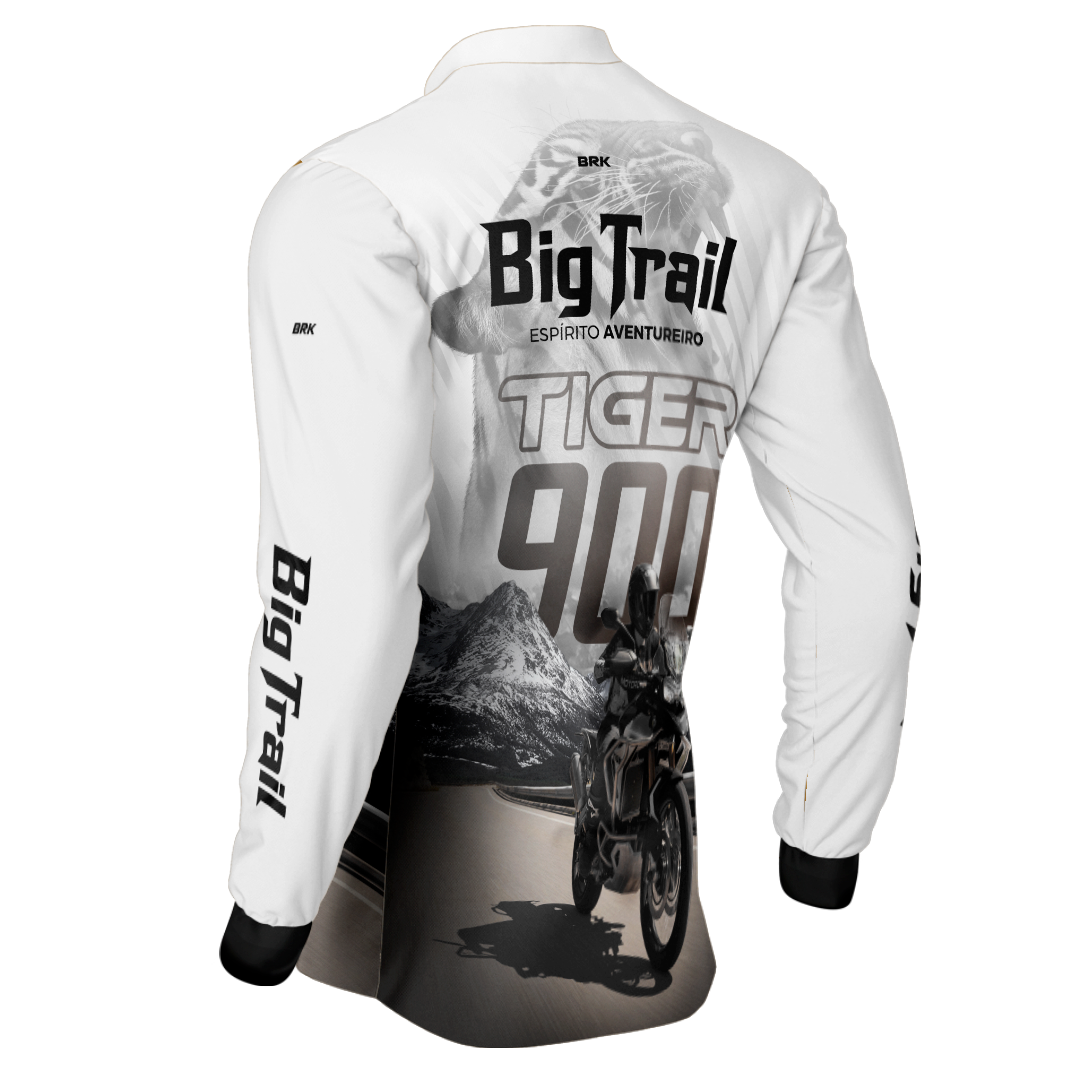 Camisa Motociclismo Brk Tiger 900 Rally Pro Branca com Proteção Solar UV50+
