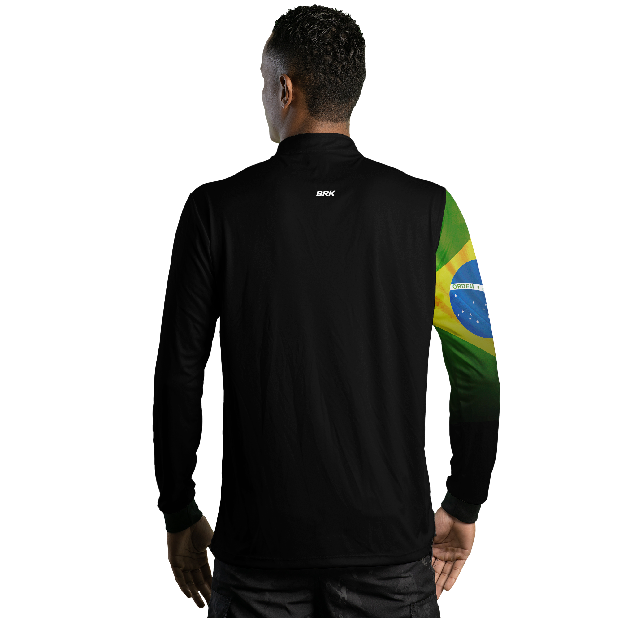 Kit Camisas de Casal com Proteção UV50 Preta Bandeira do Brasil