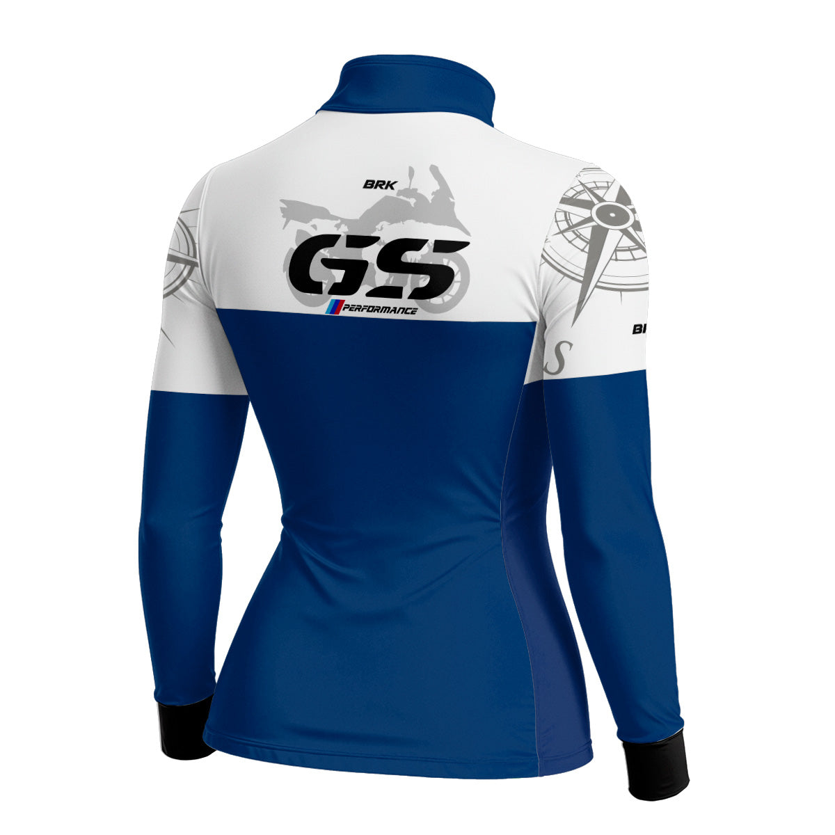 Camisa Feminina Motociclismo Brk GS BMW Performance Azul com Proteção Solar UV50+