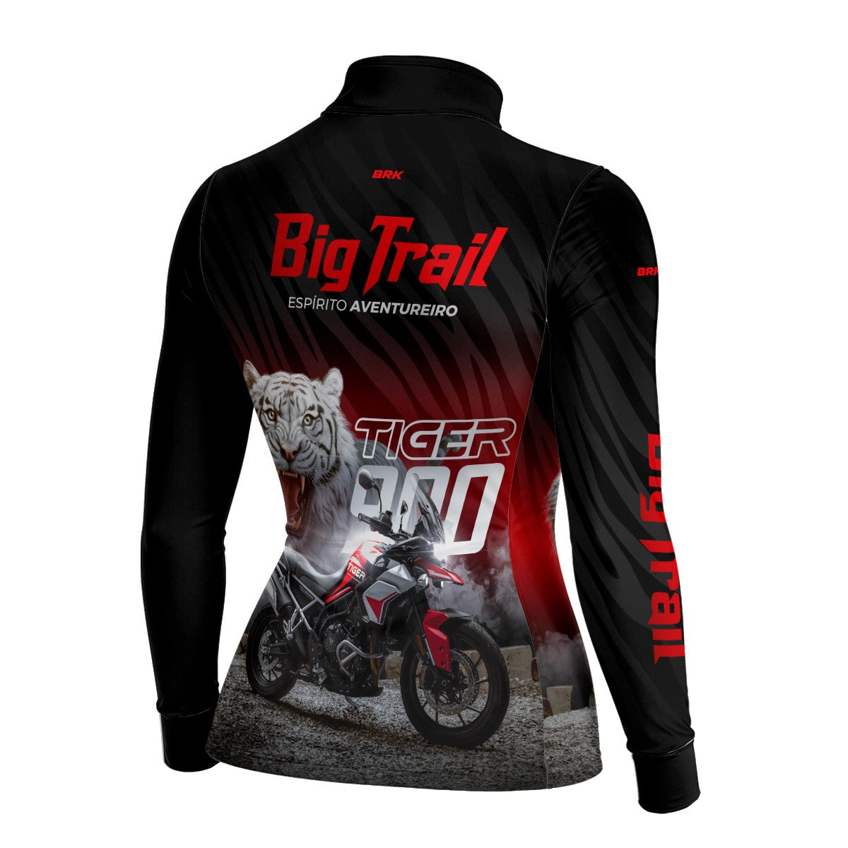 Camisa de Motociclismo Feminina Brk Tiger 900 Preta e Vermelha com Proteção Solar UV50+