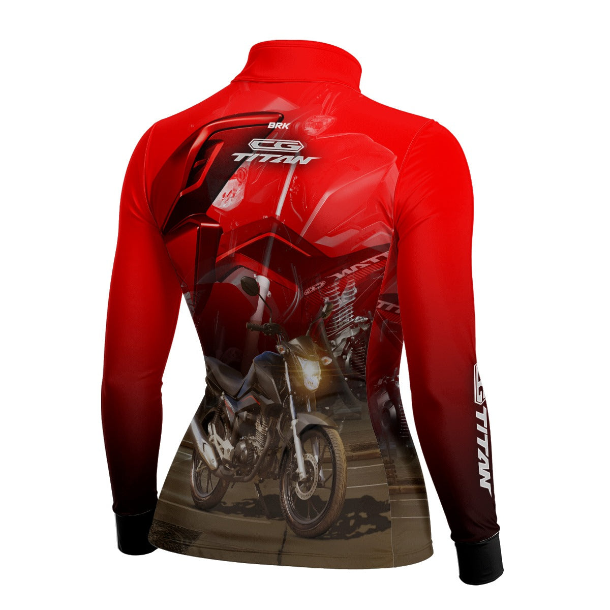 Camisa de Motociclismo Feminina Brk CB160 Titan Preta com Proteção UV50+