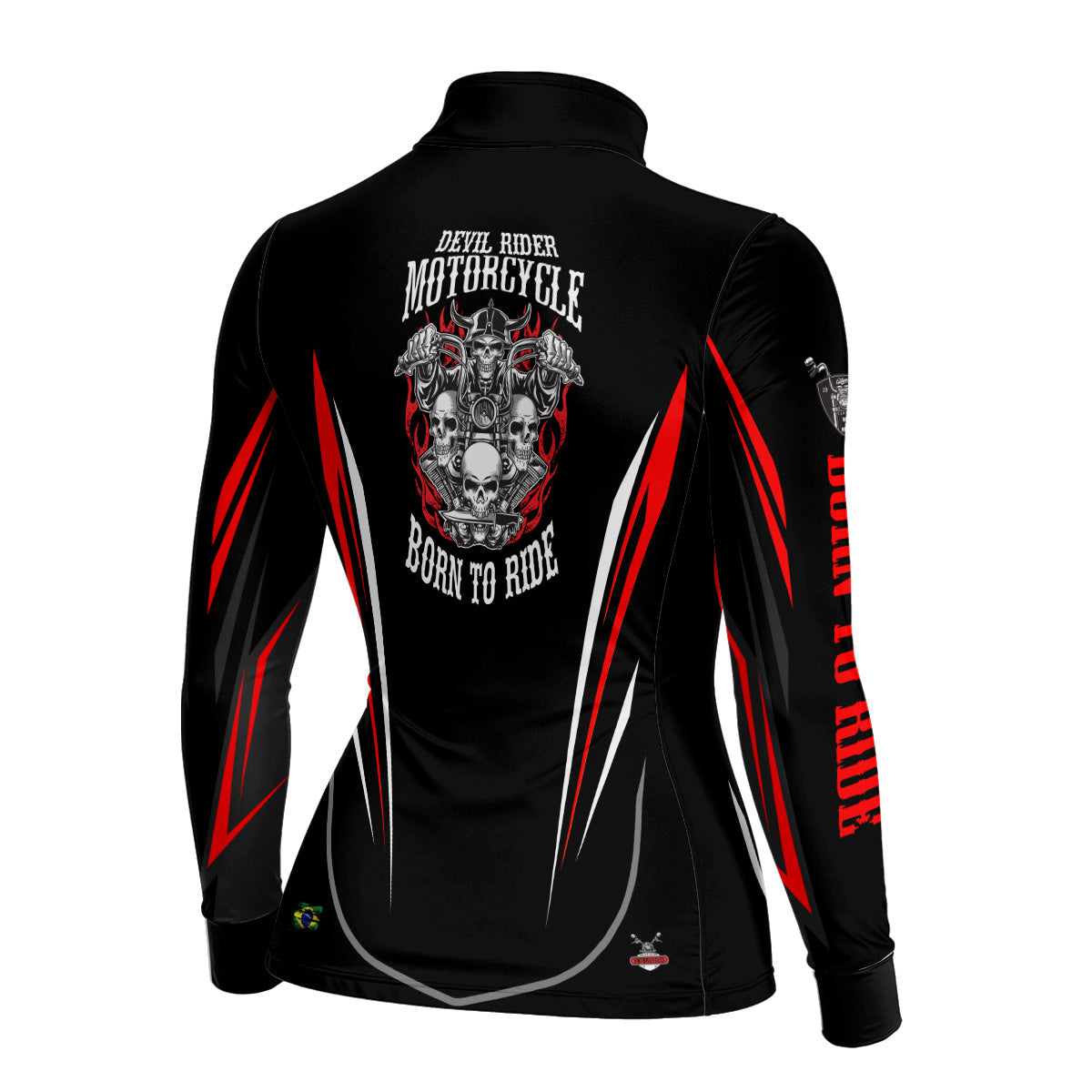 Camisa de Motociclismo Feminina Brk Custom Born To Ride com Proteção UV50+