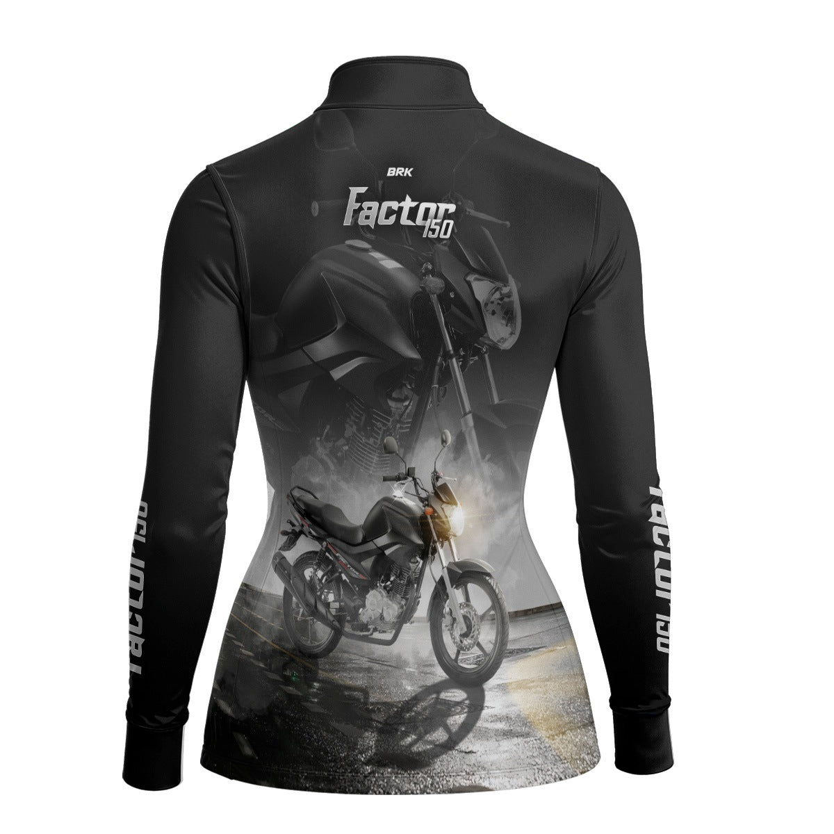 Camisa de Motociclismo Feminina Brk Factor 150 Preta com Proteção UV50+
