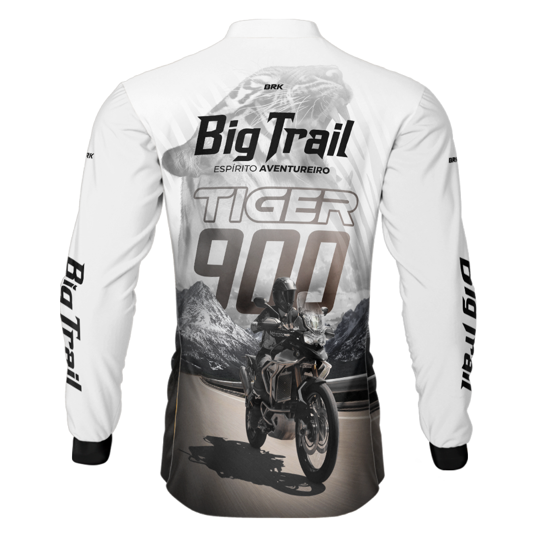 Camisa Motociclismo Brk Tiger 900 Rally Pro Branca com Proteção Solar UV50+