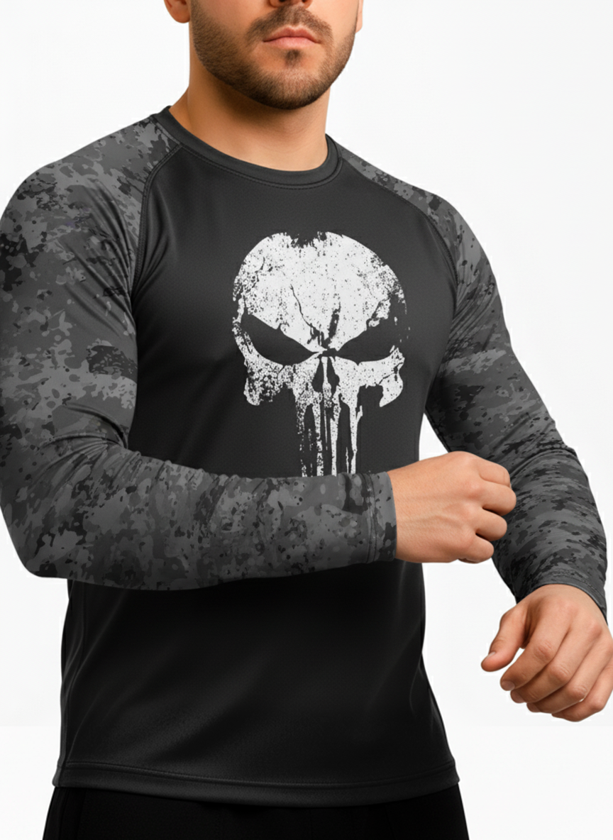 Camisa UV50 Segunda Pele Brk Militar Camuflado Cinza