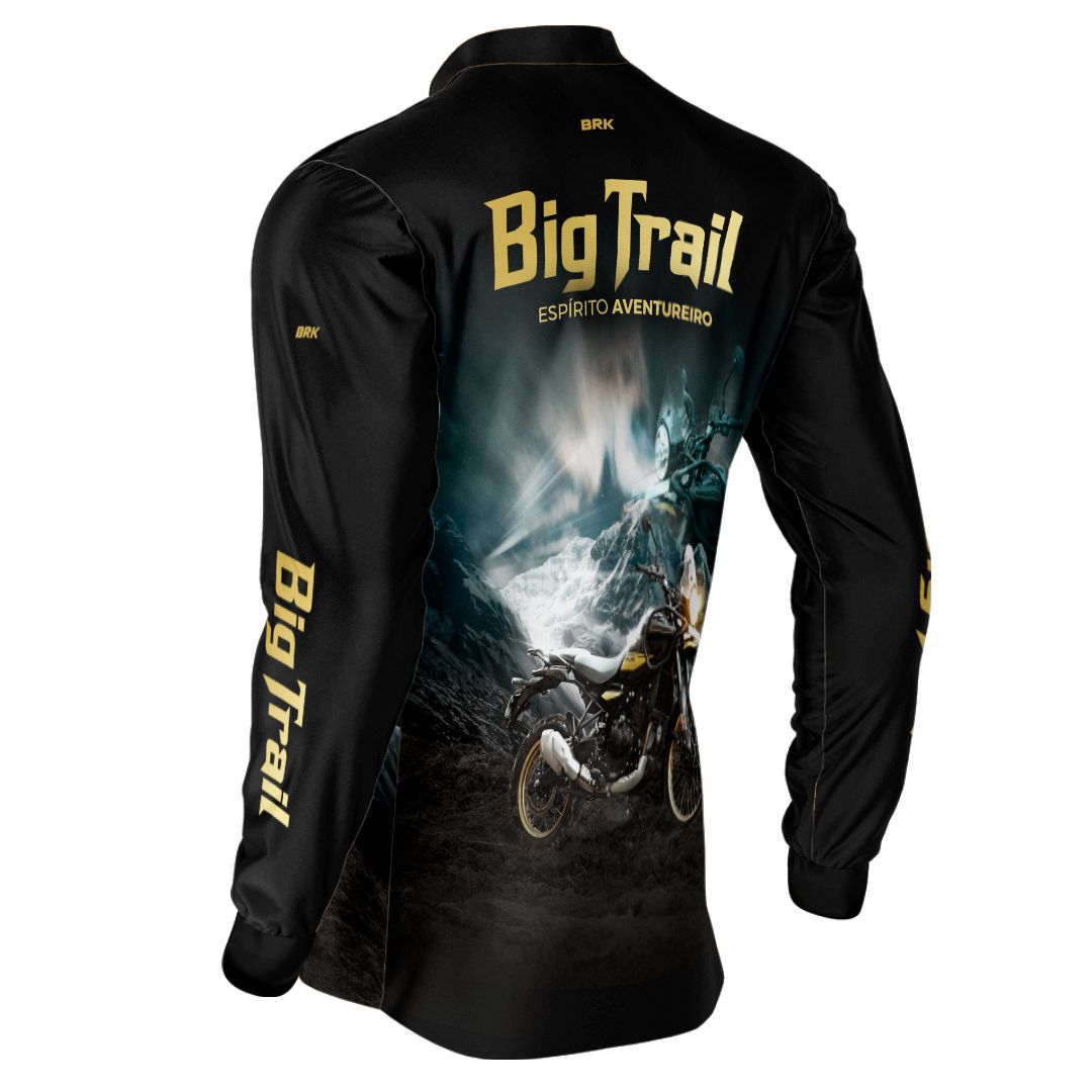 Camisa de Motociclismo Brk Preta Moto Himalayan com Proteção Solar UV50+