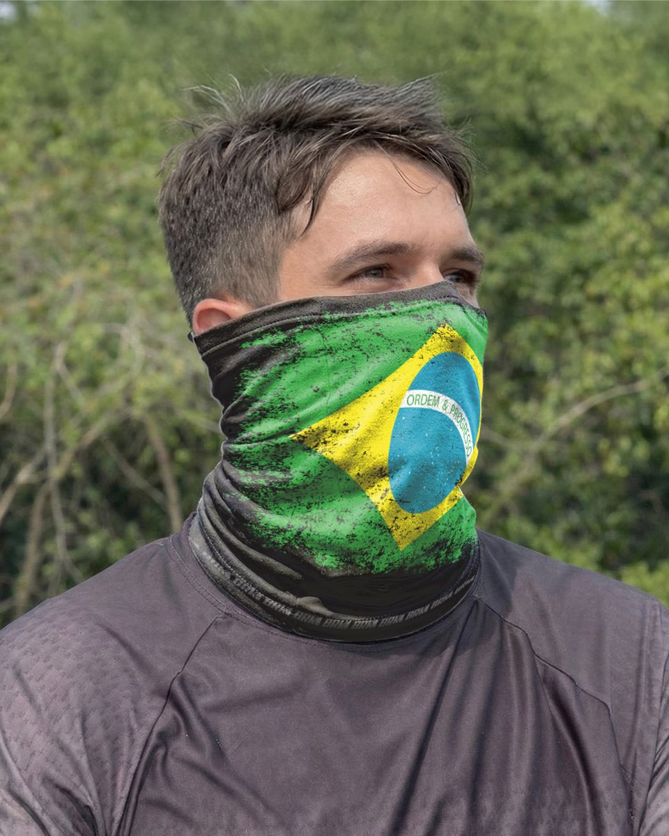Bandana para Pescoço Brk Multifuncional Bandeira do Brasil com Proteção UV50+