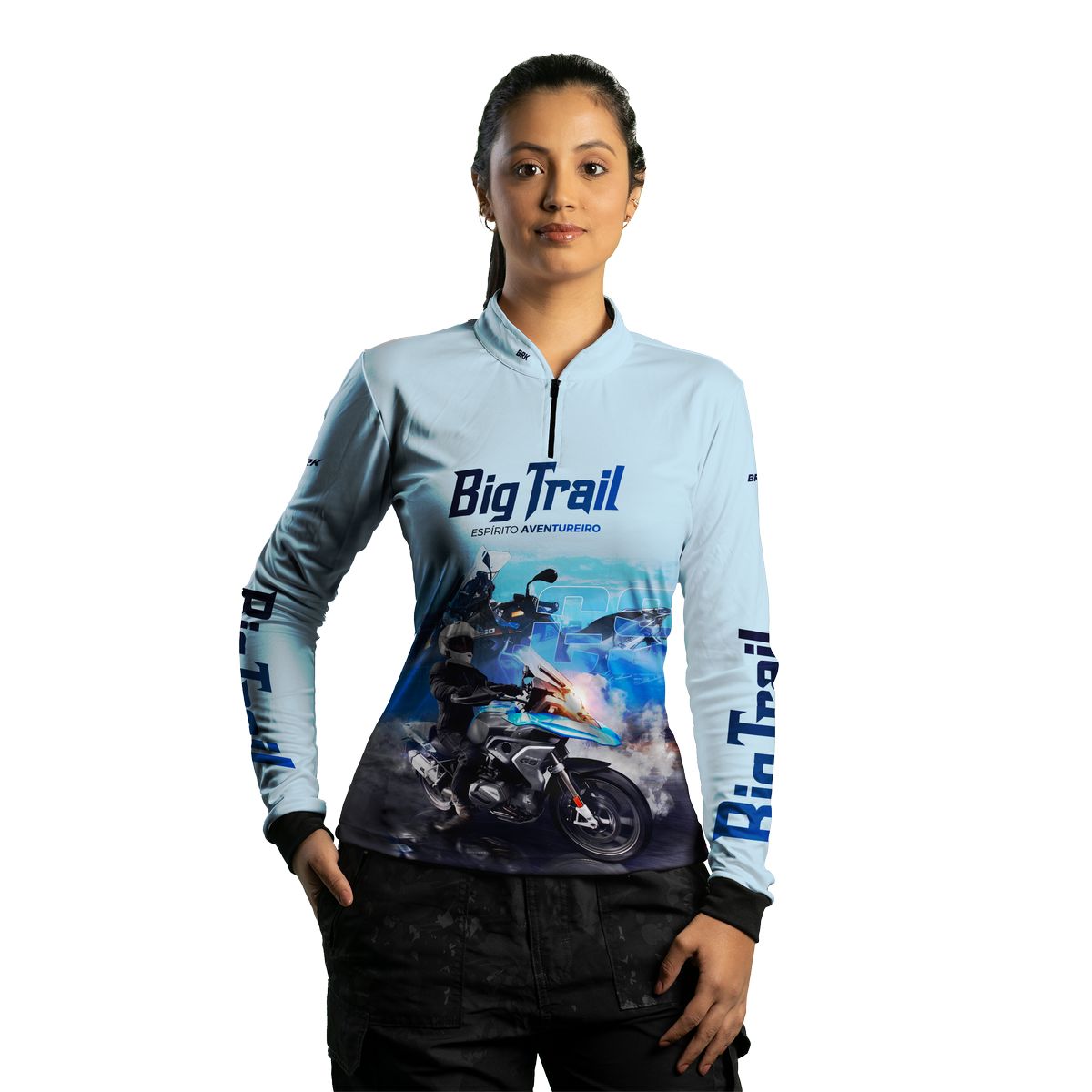 Camisa de Motociclismo Feminina Brk R 1250 GS Premium Branca com Proteção Solar UV50+