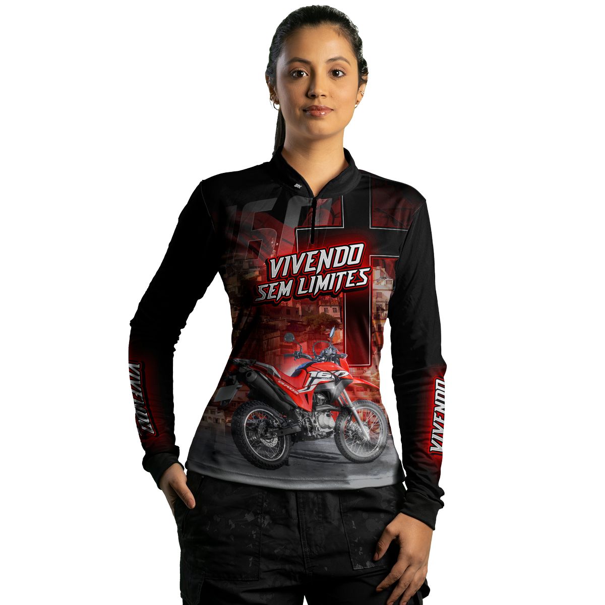 Camisa de Motociclismo Feminina Brk NRX 160 BROS com Proteção UV50+
