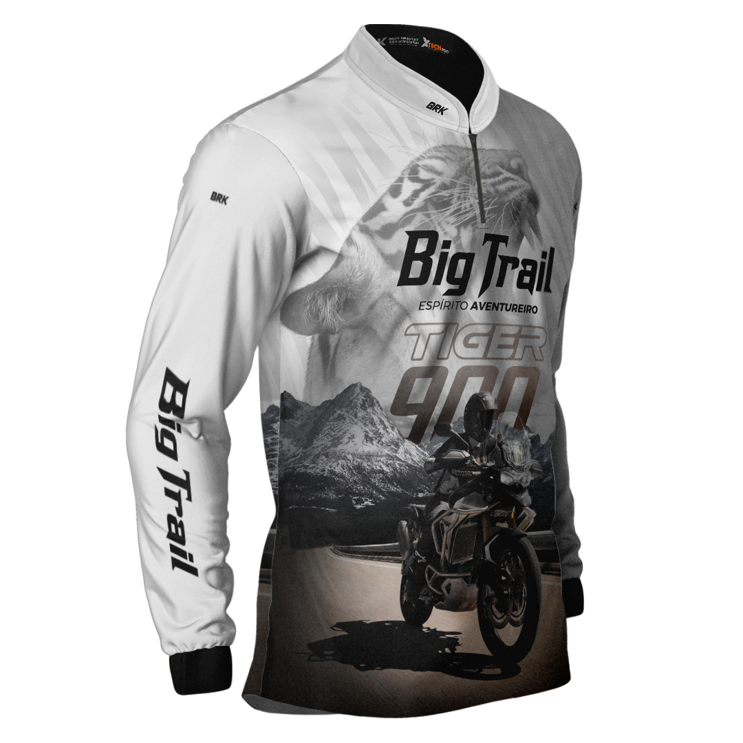 Camisa Motociclismo Brk Tiger 900 Rally Pro Branca com Proteção Solar UV50+