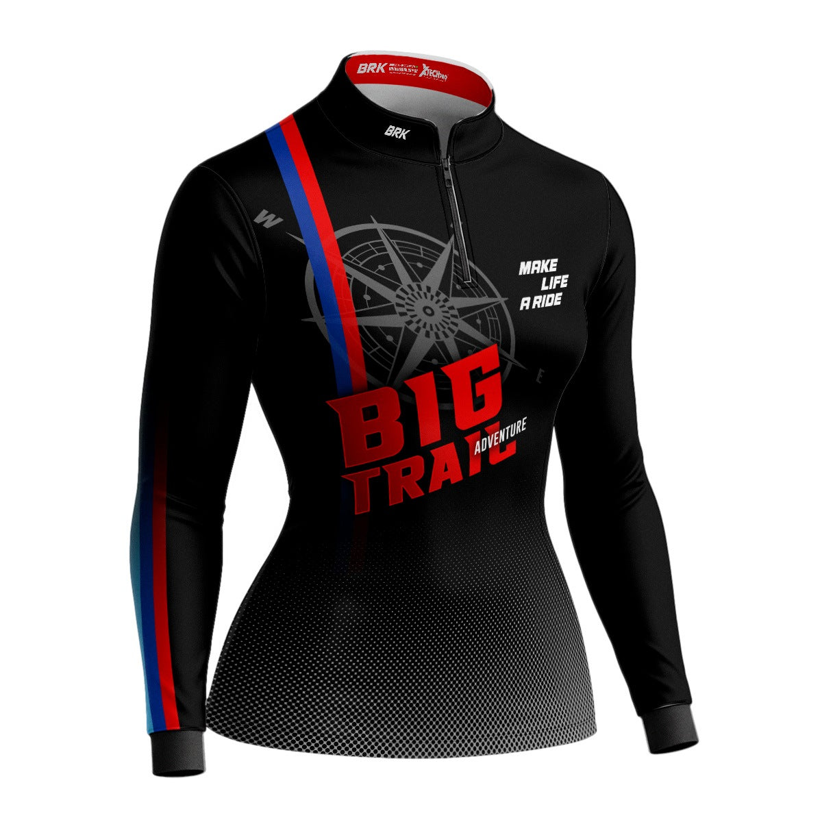 Camisa de Motociclismo Feminina Brk Big Trail Adventure Preta com Proteção Solar UV50+