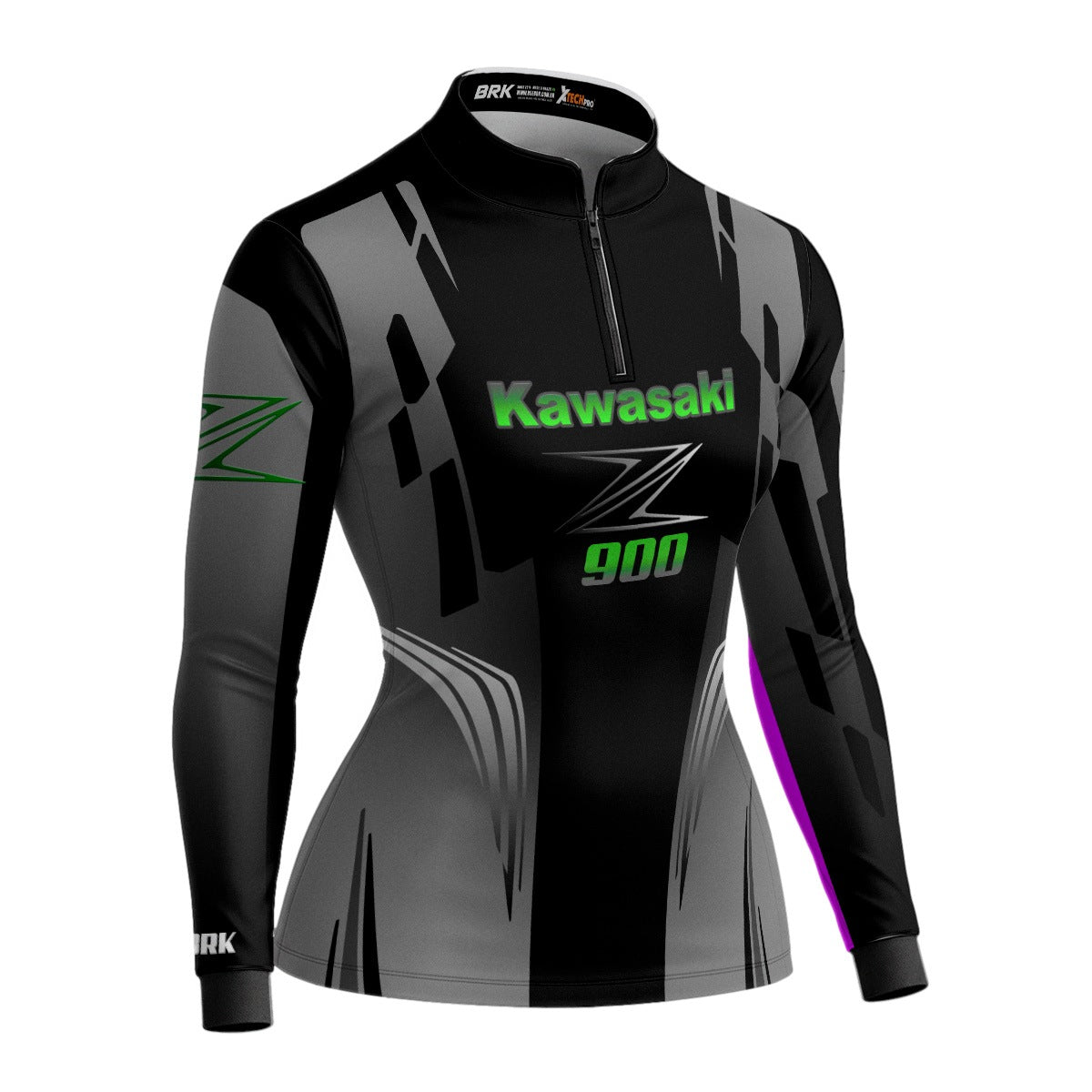 Camisa de Motociclismo Feminina Brk Kawasaki Z900 com Proteção UV50+