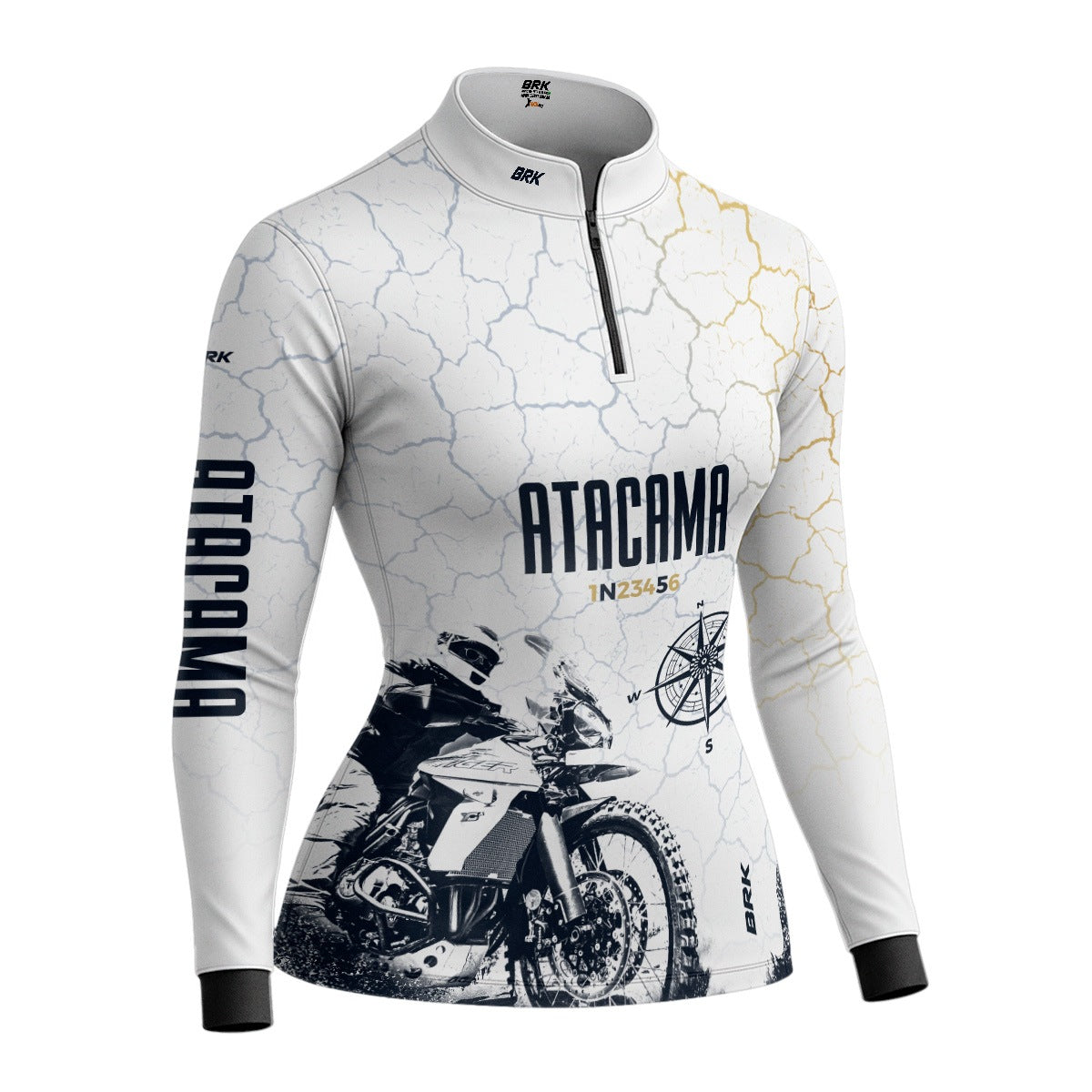Camisa de Motociclismo Feminina Brk Branca Atacama Chile com Proteção Solar UV50+