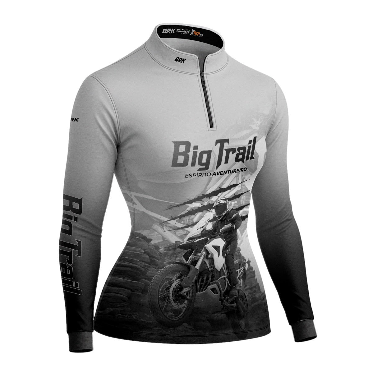Camisa de Motociclismo Feminina Brk Tiger 1200 Rally Pro Branca com Proteção Solar UV50+