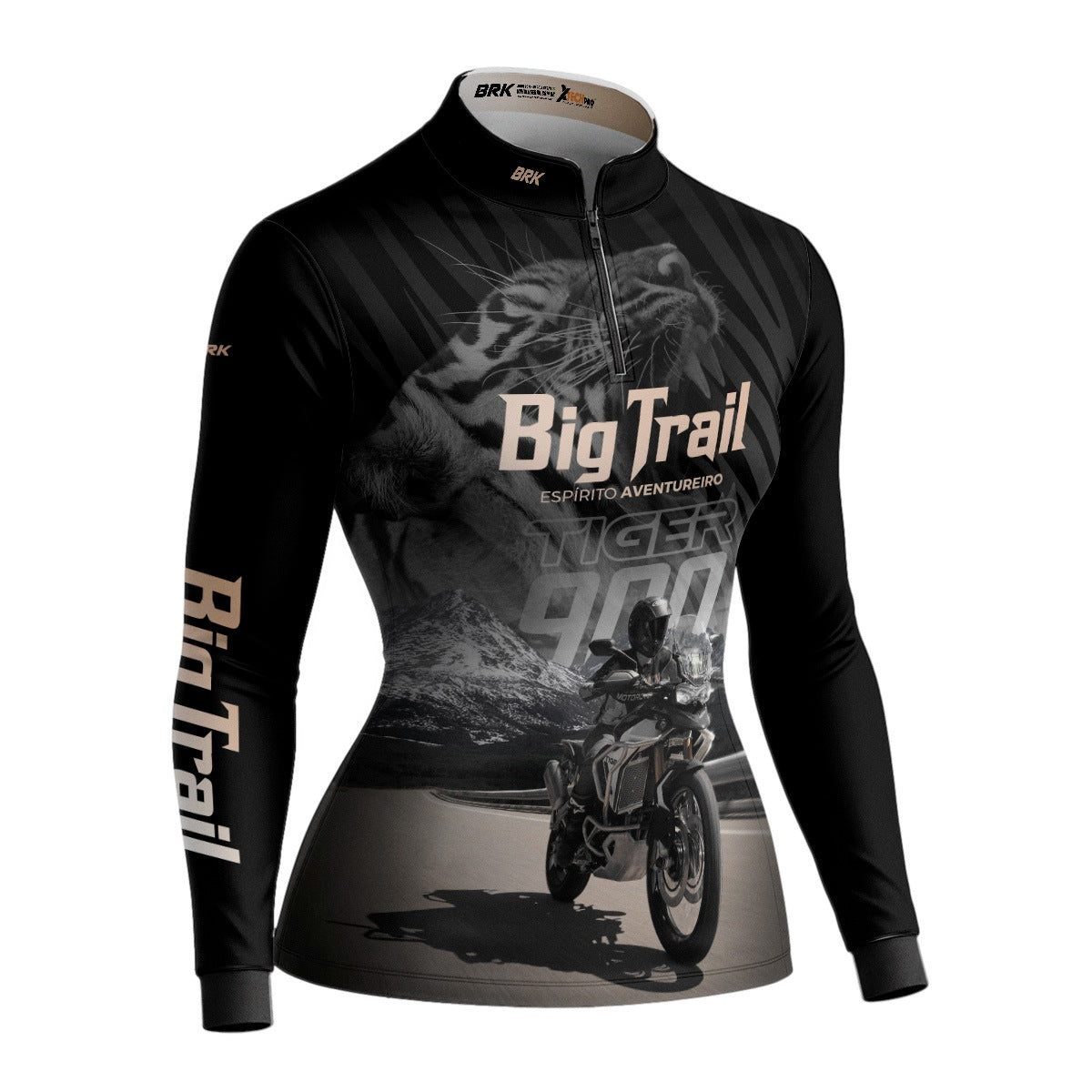 Camisa de Motociclismo Feminina Brk Tiger 900 Rally Pro Preta com Proteção UV50+