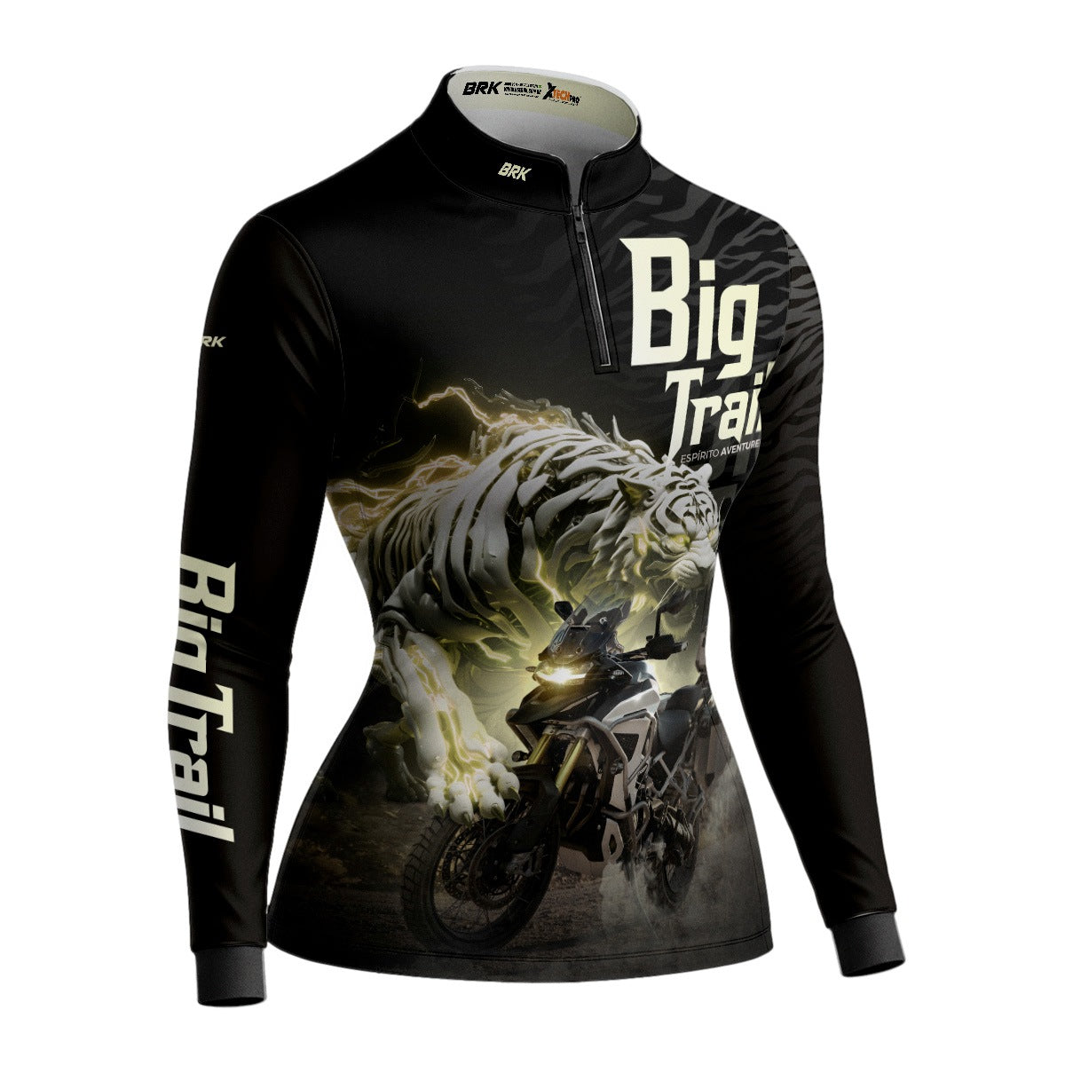 Camisa de Motociclismo Feminina Brk Tiger 1200 Rally Pro Preta com Proteção UV50+