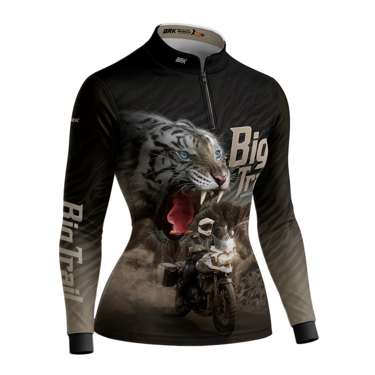 Camisa de Motociclismo Feminina Brk Tiger 1200 Preta com Proteção Solar UV50+