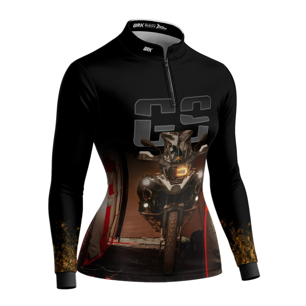 Camisa de Motociclismo Feminina Brk Preta Big Trail GS com Proteção Solar UV50+