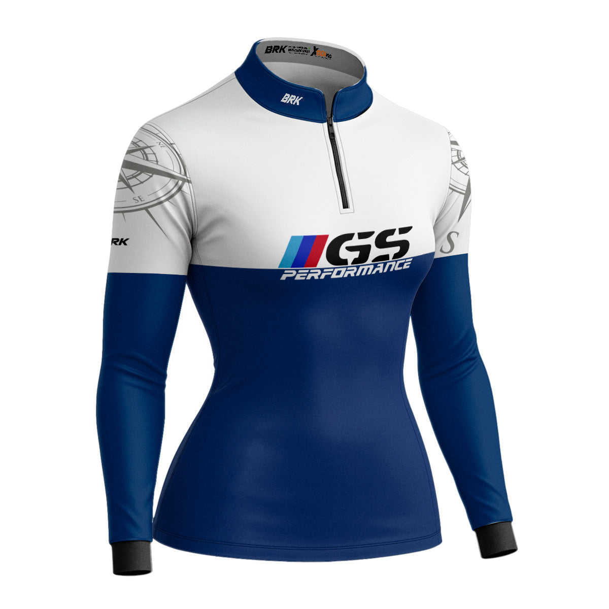 Camisa Feminina Motociclismo Brk GS BMW Performance Azul com Proteção Solar UV50+