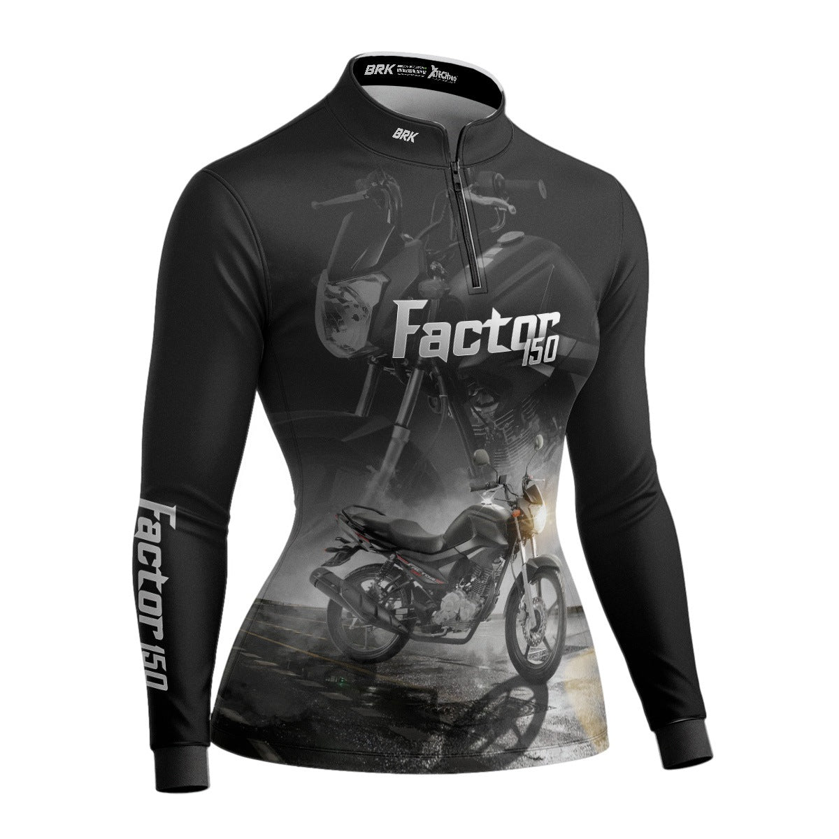 Camisa de Motociclismo Feminina Brk Factor 150 Preta com Proteção UV50+