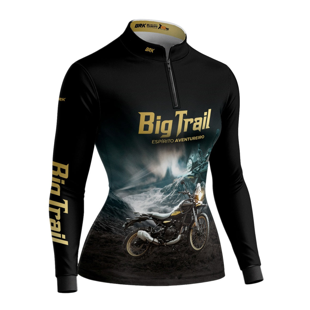 Camisa de Motociclismo Feminina Brk Preta Moto Himalayan com Proteção Solar UV50+