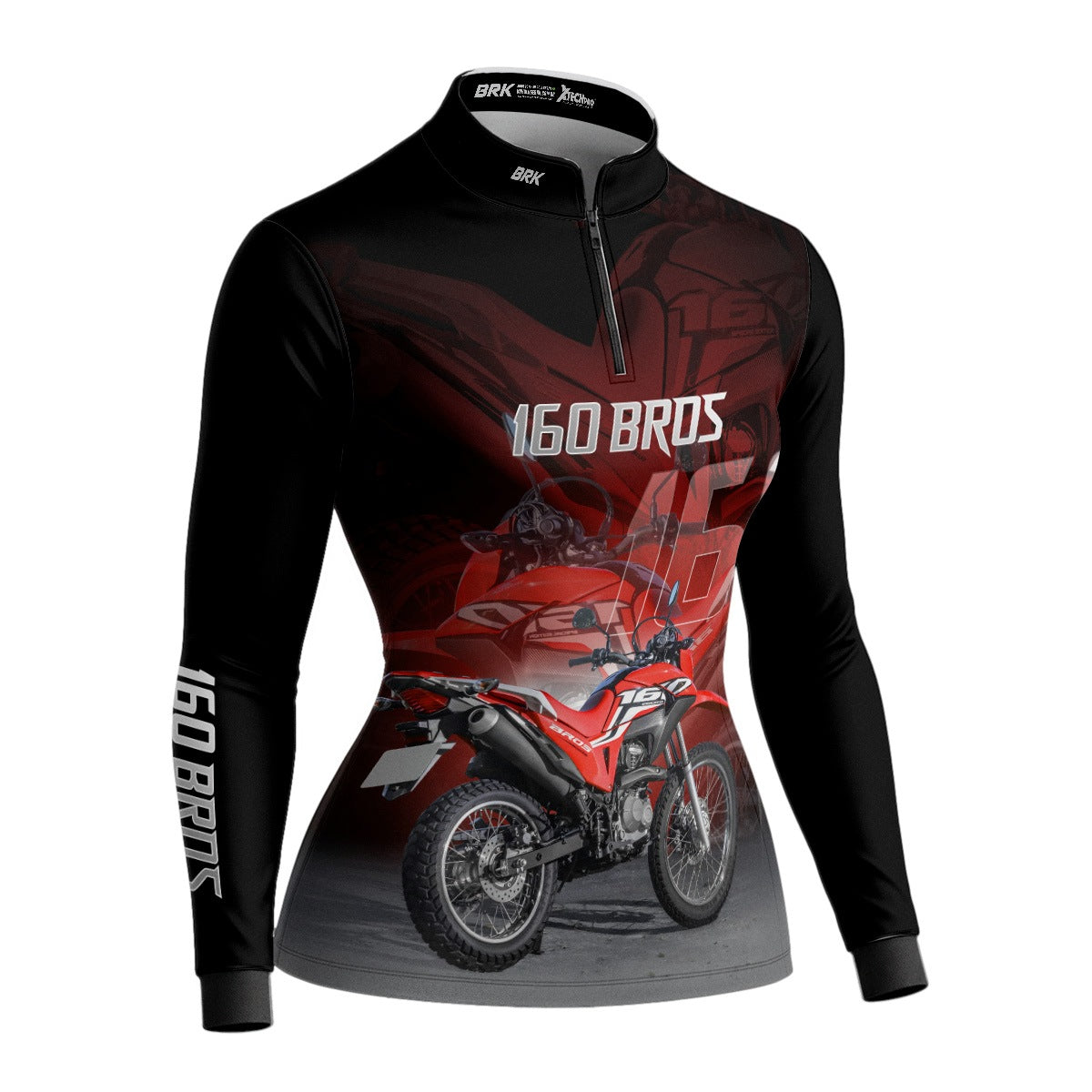 Camisa de Motociclismo Feminina Brk NRX 160 BROS Vermelha com Proteção UV50+