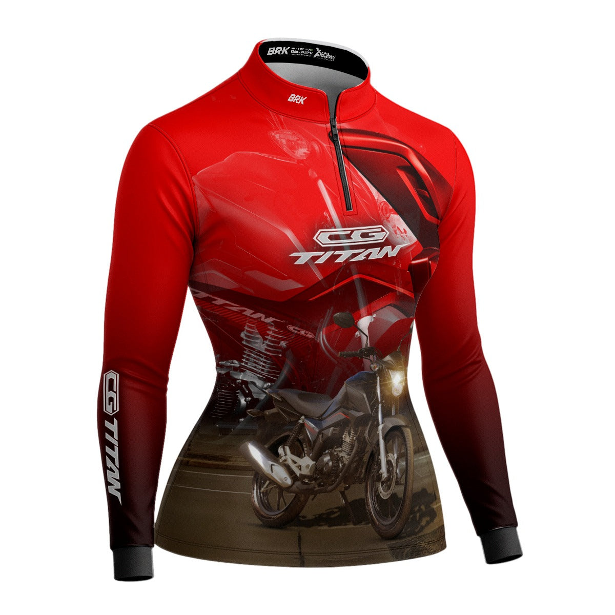 Camisa de Motociclismo Feminina Brk CB160 Titan Preta com Proteção UV50+