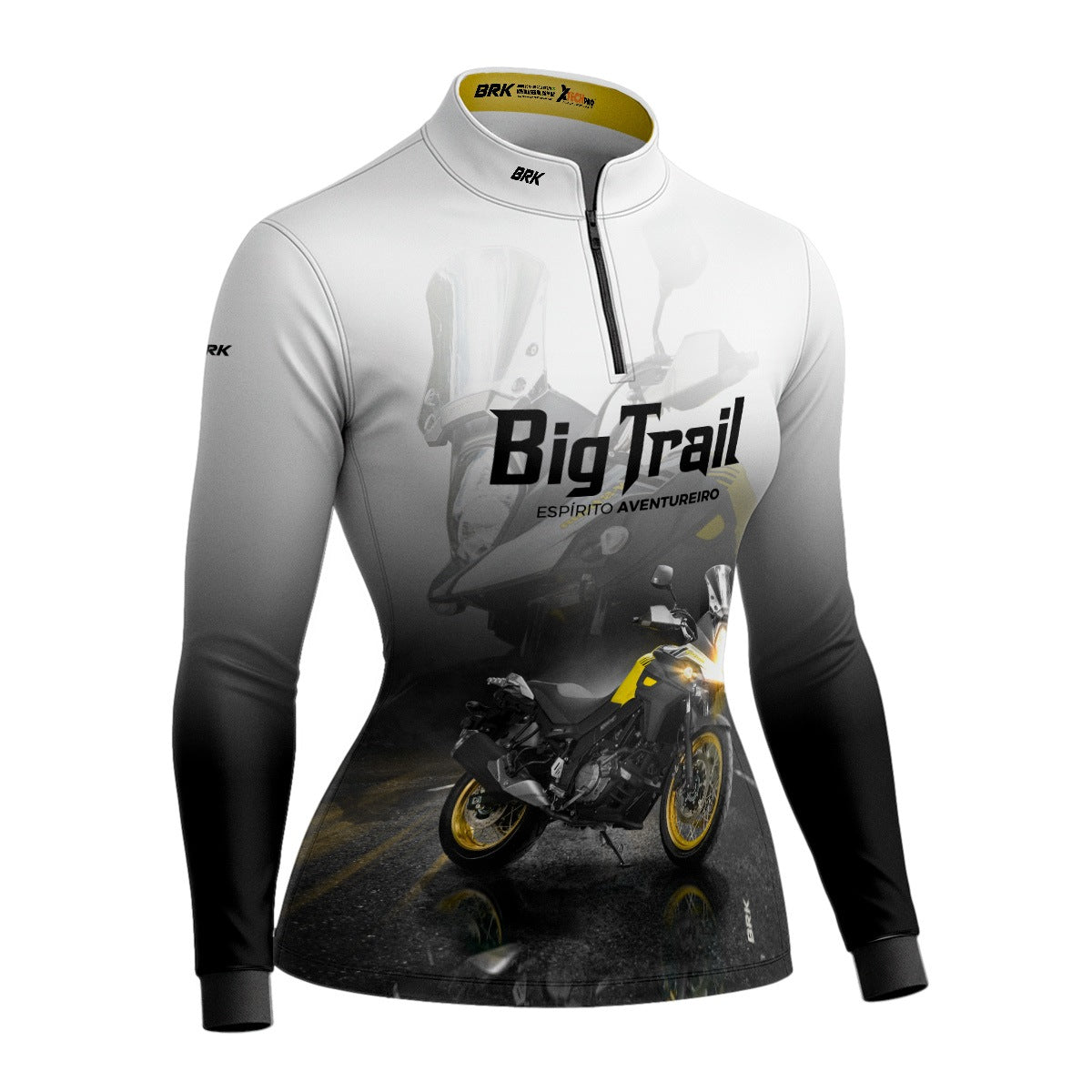 Camisa de Motociclismo Feminina Brk V-STROM 650 Branca com Proteção Solar UV50+