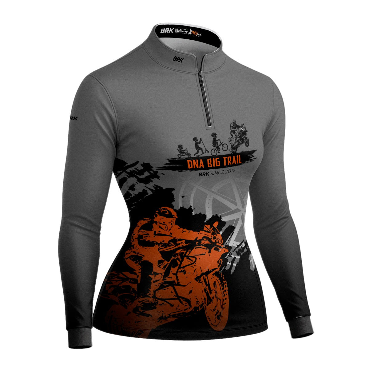 Camisa de Motociclismo Feminina Brk Evolução Big Trail Escura com Proteção Solar UV50+