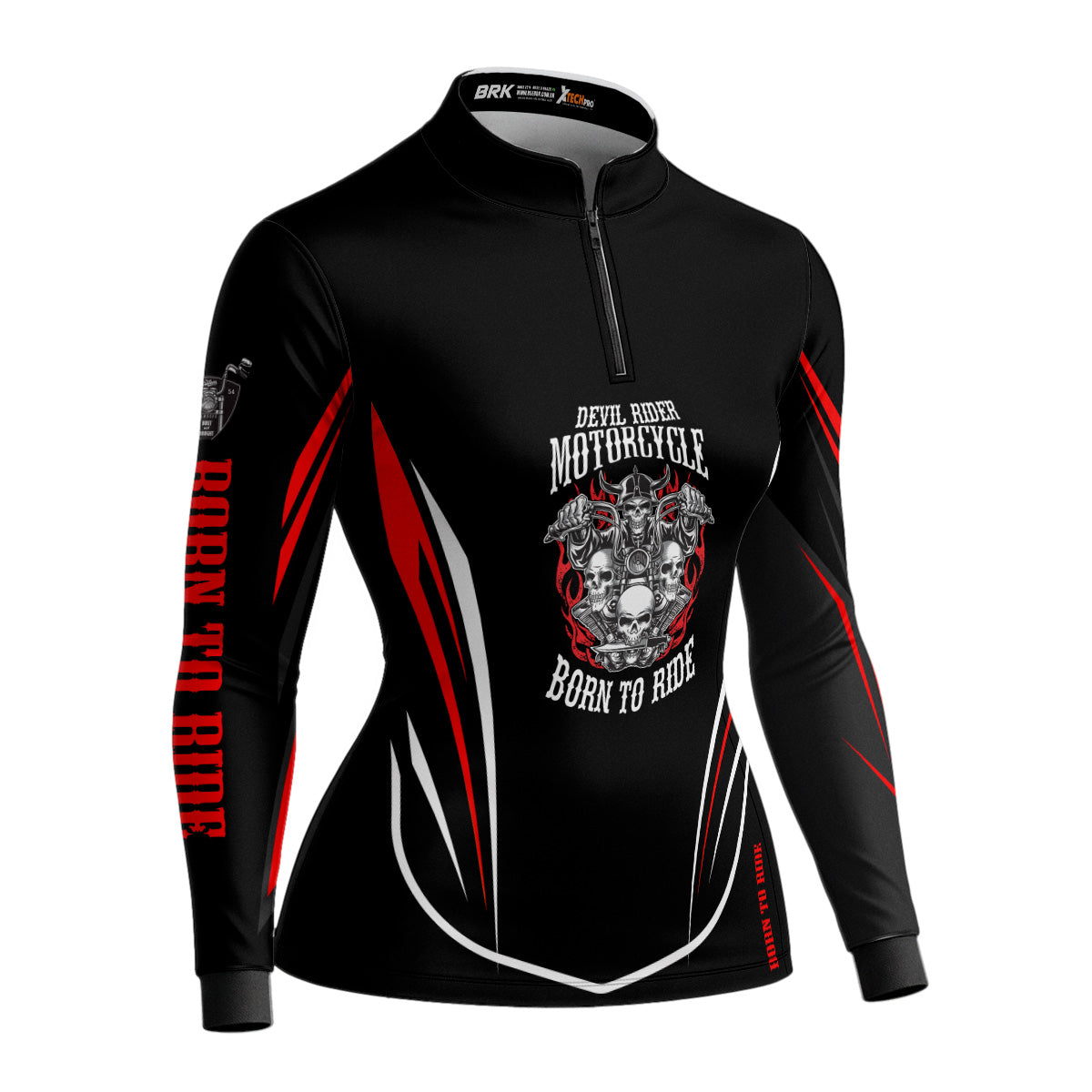 Camisa de Motociclismo Feminina Brk Custom Born To Ride com Proteção UV50+