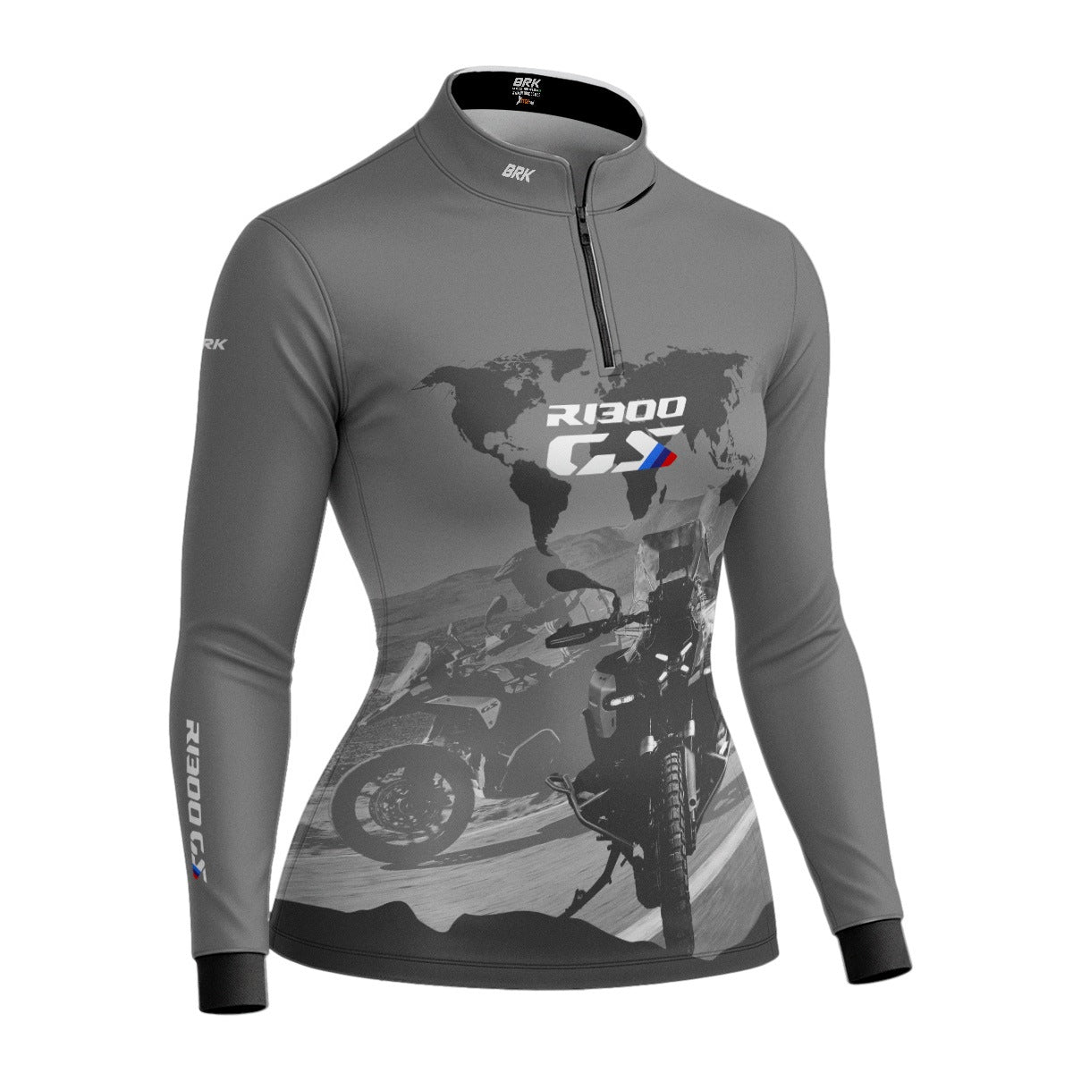 Camisa de Motociclismo Feminina Brk GS R1300 Mapa Mundi com Proteção UV50+