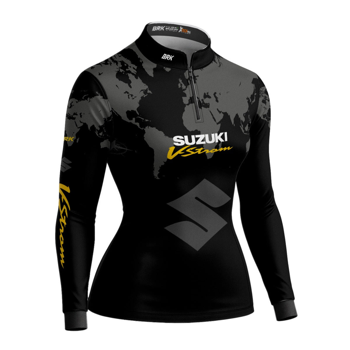 Camisa Feminina Motociclismo Brk Suzuki Vstron com Proteção Solar UV50+