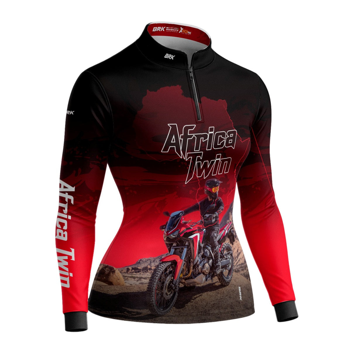 Camisa de Motociclismo Feminina Brk Africa Twin Vermelha com Proteção UV50+