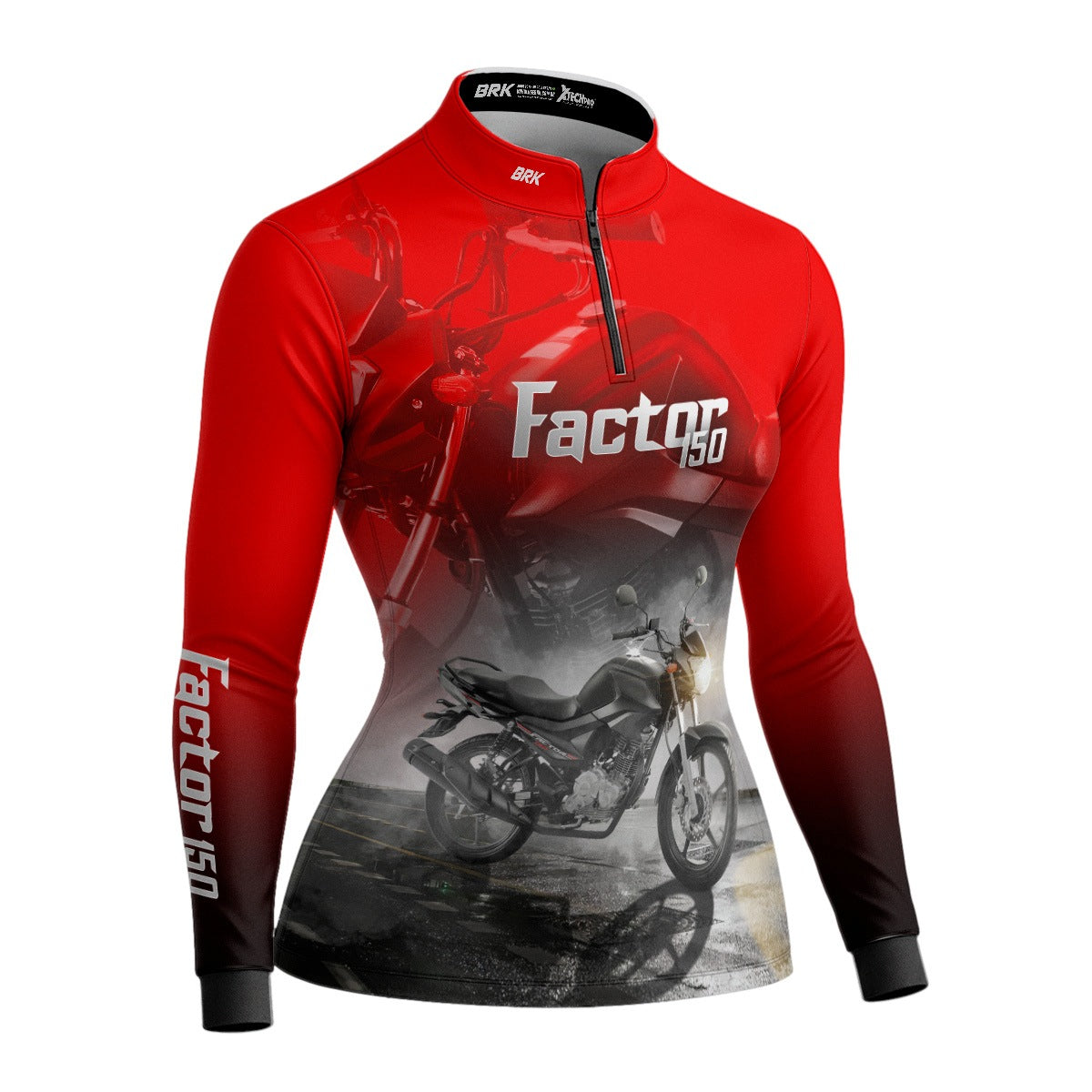 Camisa de Motociclismo Feminina Brk Factor 150 Vermelha Proteção UV50+
